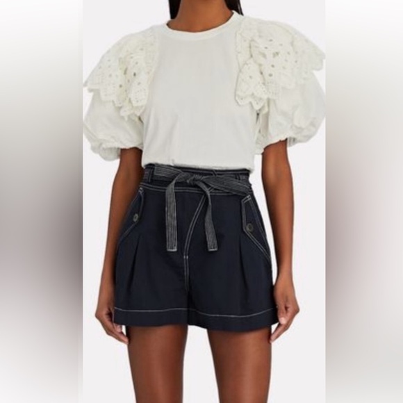 Sea New York Tops - SEA NEW YORK Hazel Eyelet puff sleeve t shirt